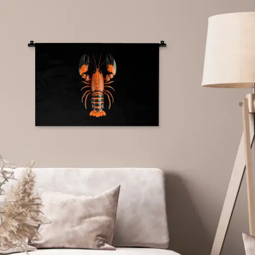 Kreeft - Oranje - Zwart - Modern Wandkleed katoen klein -sfeer4