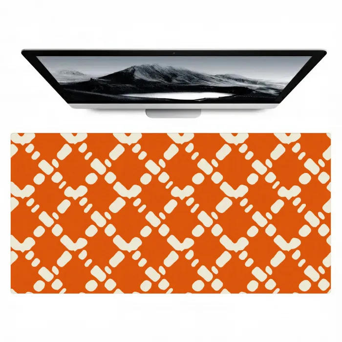 Oranje - Ruitpatroon - Wit Muismat XXL klein 681 -zzz3d