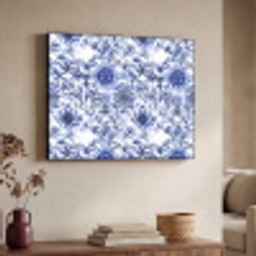 Bloemen - Blauw - Patroon - Wit Textielframe zwart klein 947 -sfeer3