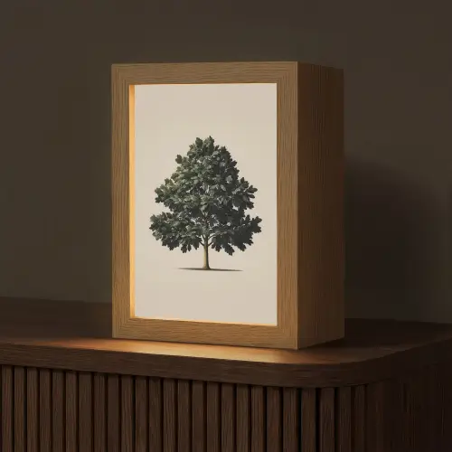 Eikenboom - Schaduw - Egaal Light Box met kabel (Tafellamp) klein -z3d_website