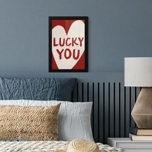 Lucky - Hart - Rood fotolijst zwart zonder passe partout klein -sfeer3
