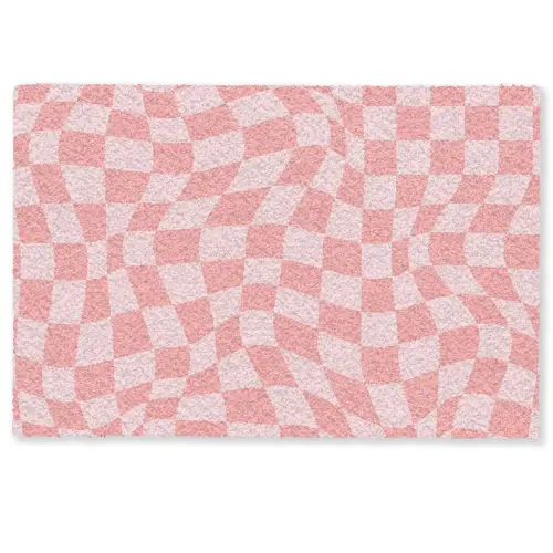 Hokjes patroon - Roze - Golvende lijnen Deurmat klein -zkaufland3d