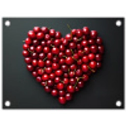 Kersen - Hart - Rood - Zwart tuinposter los doek klein -3d