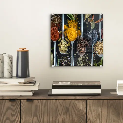Kruiden - Lepel - Specerijen - Zwart - Keuken plexiglas 5mm klein -sfeer1