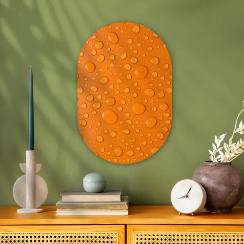 Water - Druppels - Oranje Wandcirkel Ovaal Forex klein -sfeer2