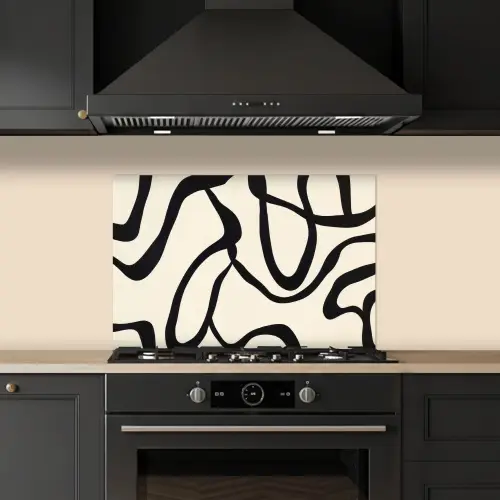 Abstract - Lijnen - Modern - Beige keuken achterwand spatscherm klein -sfeer1