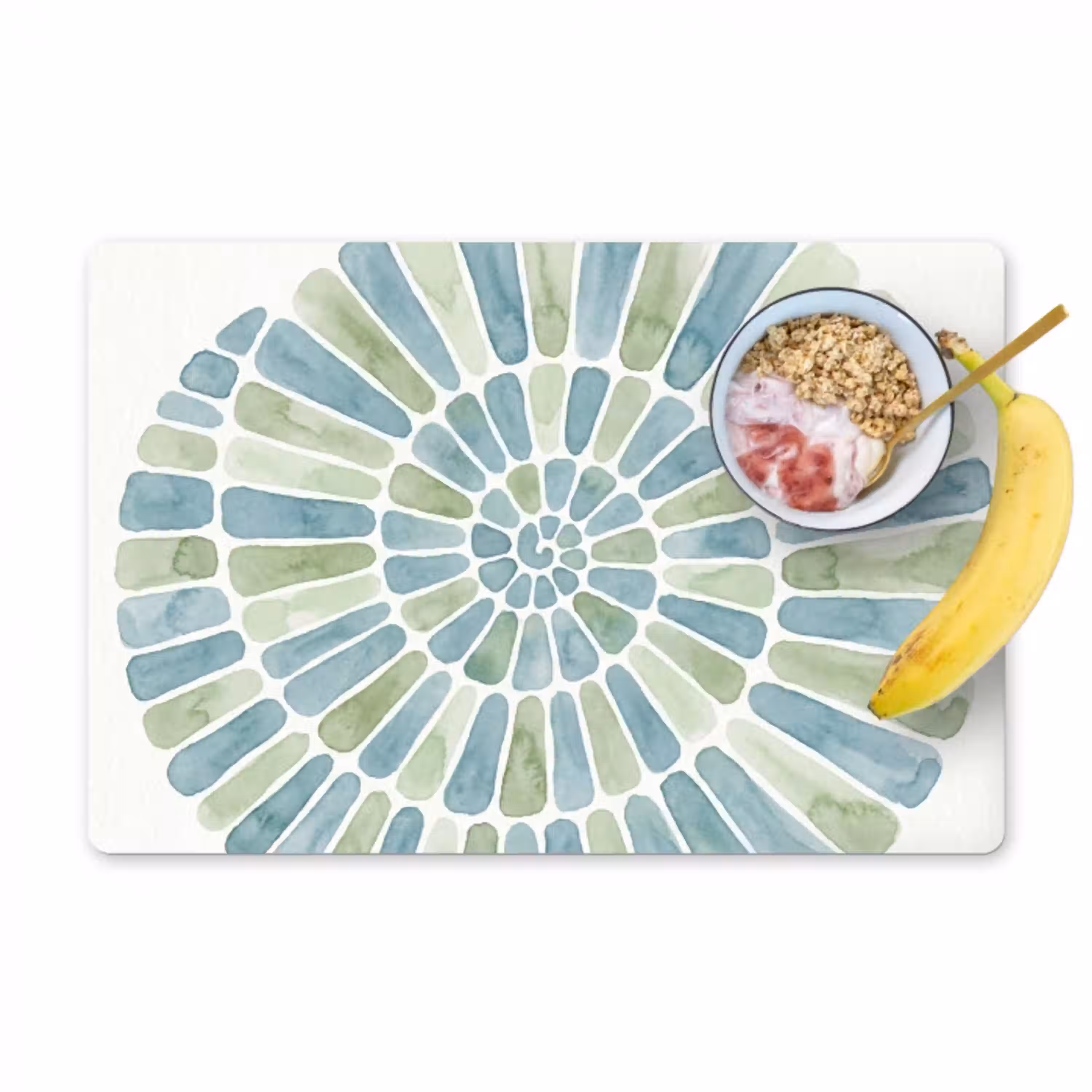 Abstract - Spiraal - Patroon - Modern - Blauw-Groen Placemat vinyl groot -zzzproduct_Kitchenyeah-website