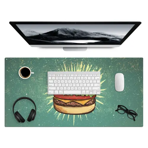 Hamburger - Illustratie - Sla - Kaas Muismat XXL klein -3d