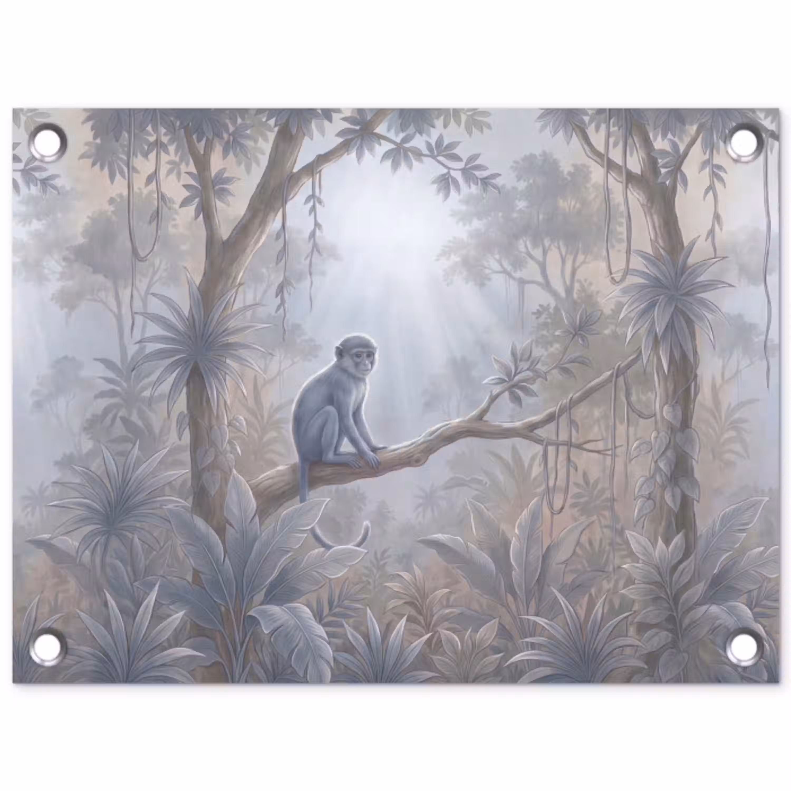 Aap - Boom - Jungle - Natuur - Grijs tuinposter los doek klein -3d