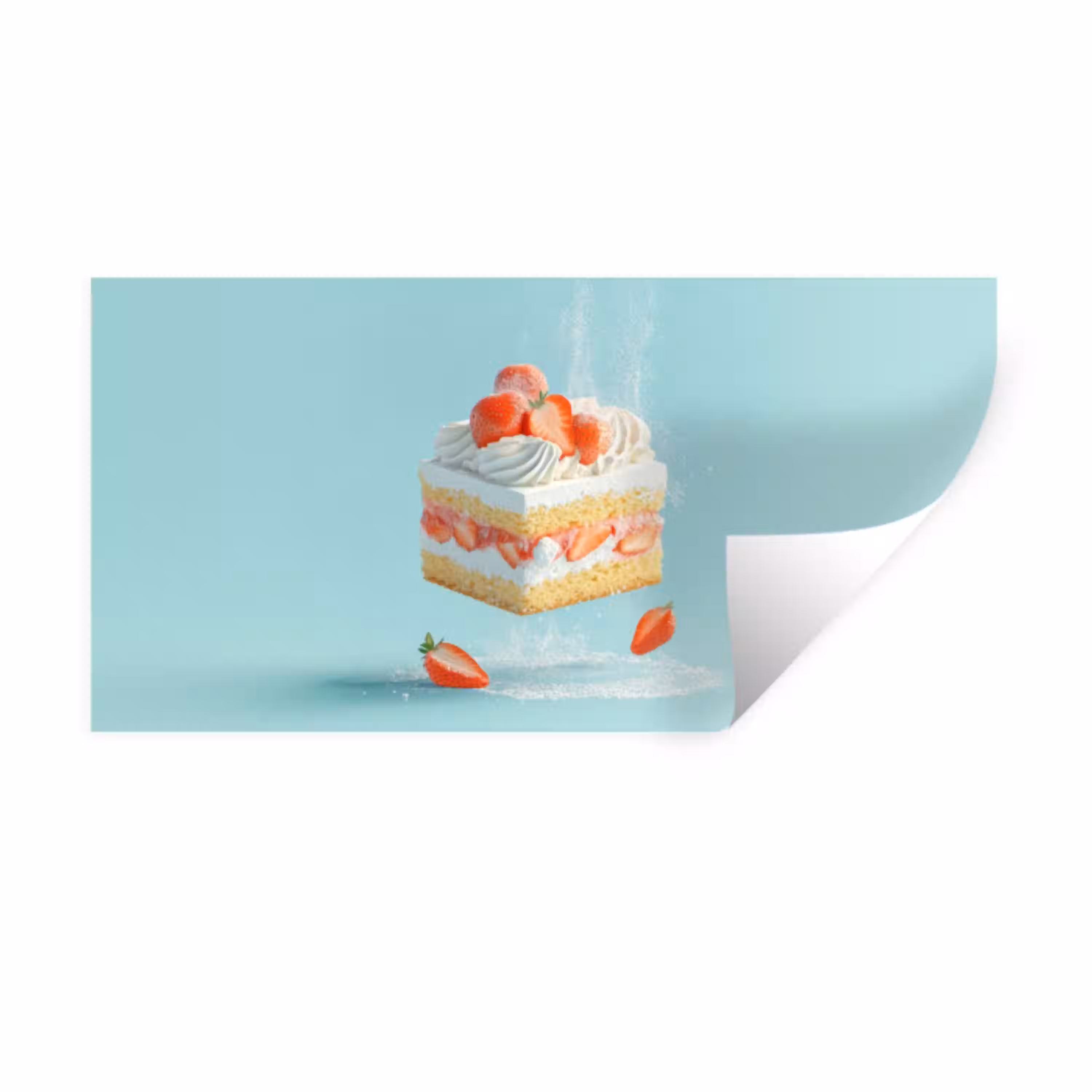 Slagroom - Taart - Blauw - Eten Muursticker klein -3d
