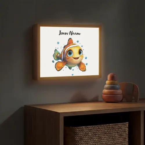 Clownvis - Oranje - Vis - Water Light Box met batterij (Wandlamp kind) middel -sfeer5_kind