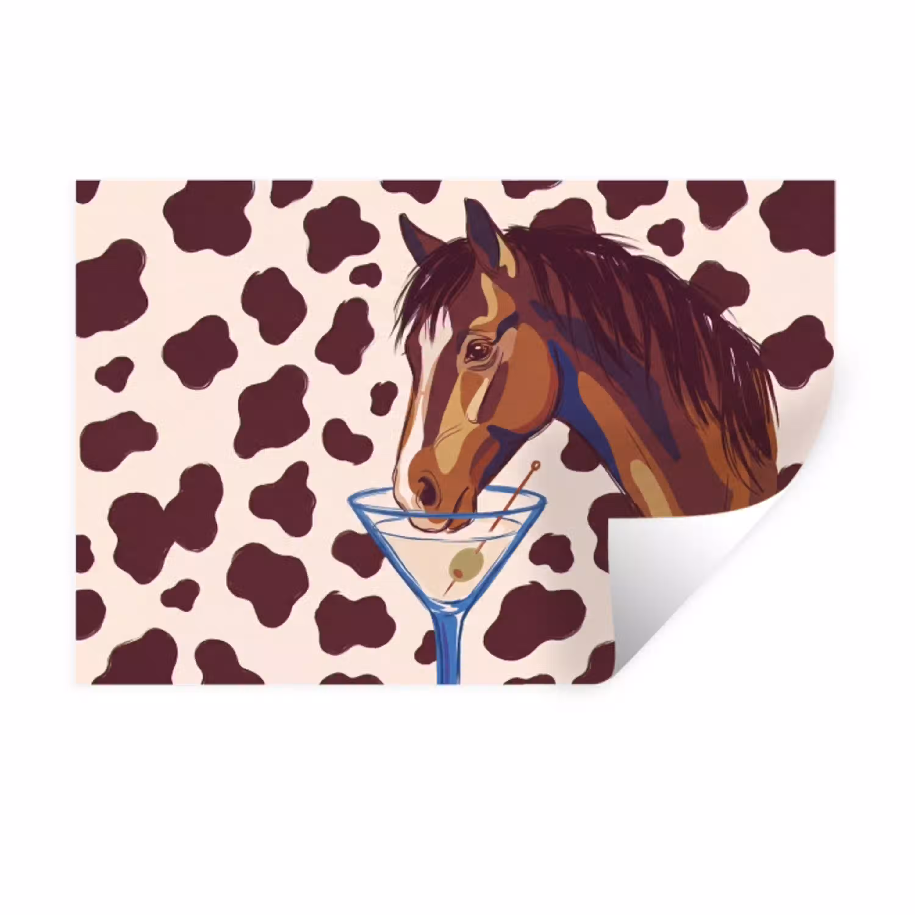 Paard - Martini - Dieren - Abstract - Bruin Muursticker klein -3d