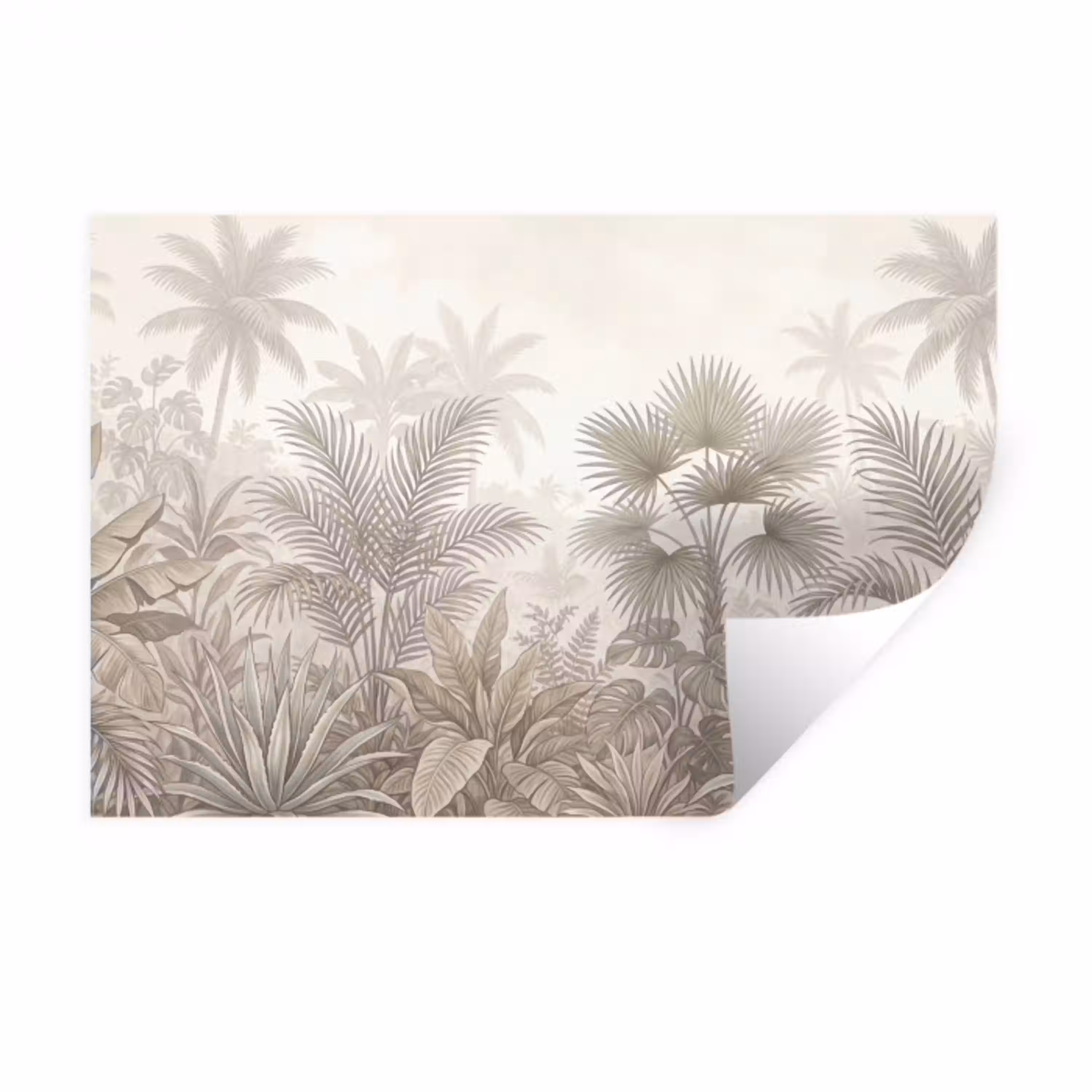 Jungle - Tropisch - Natuur -Vintage - Beige Muursticker klein -3d