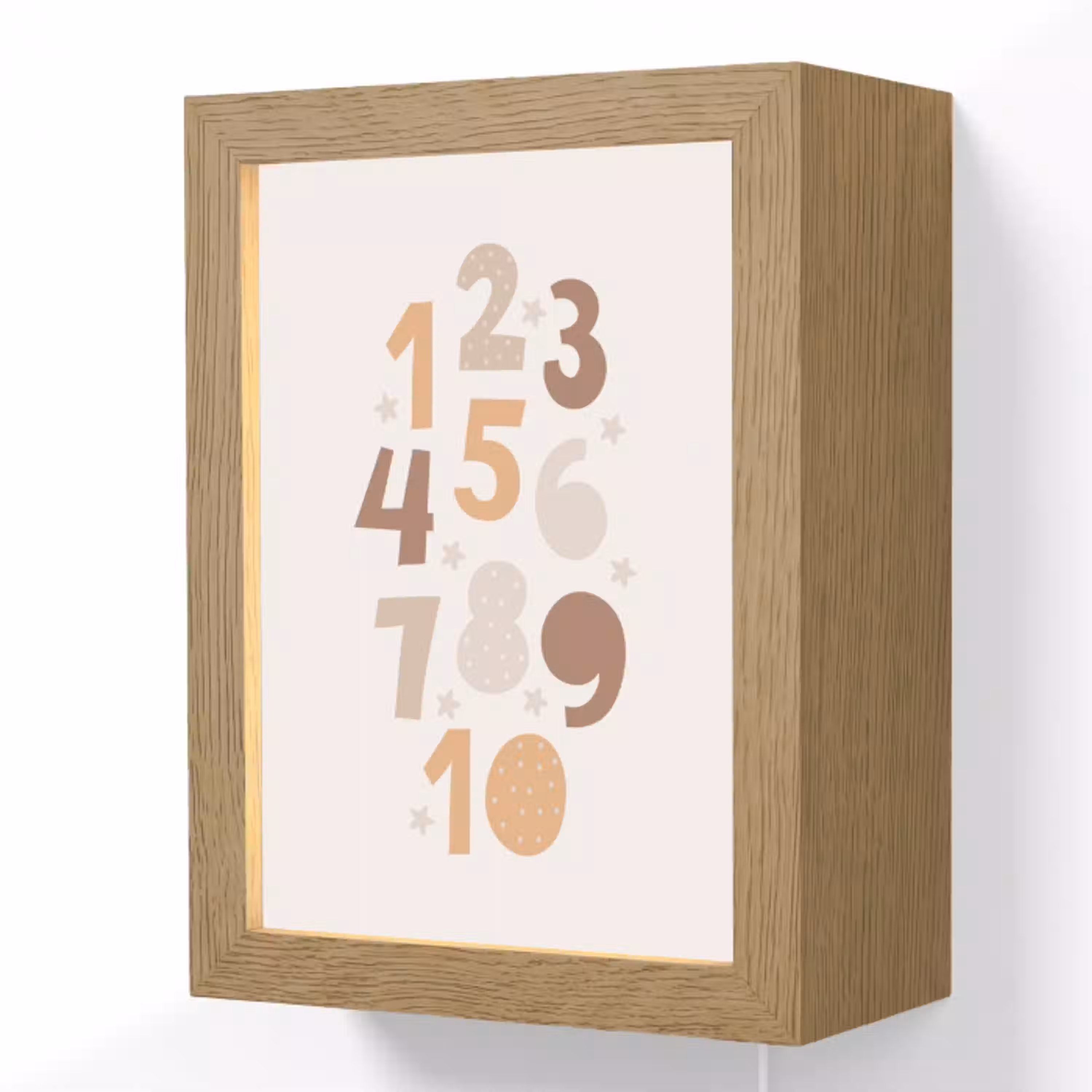 Educatief - Leren tellen - Pastel - 1-10 - Meisjes Light Box met kabel (Wandlamp kind) klein -3d