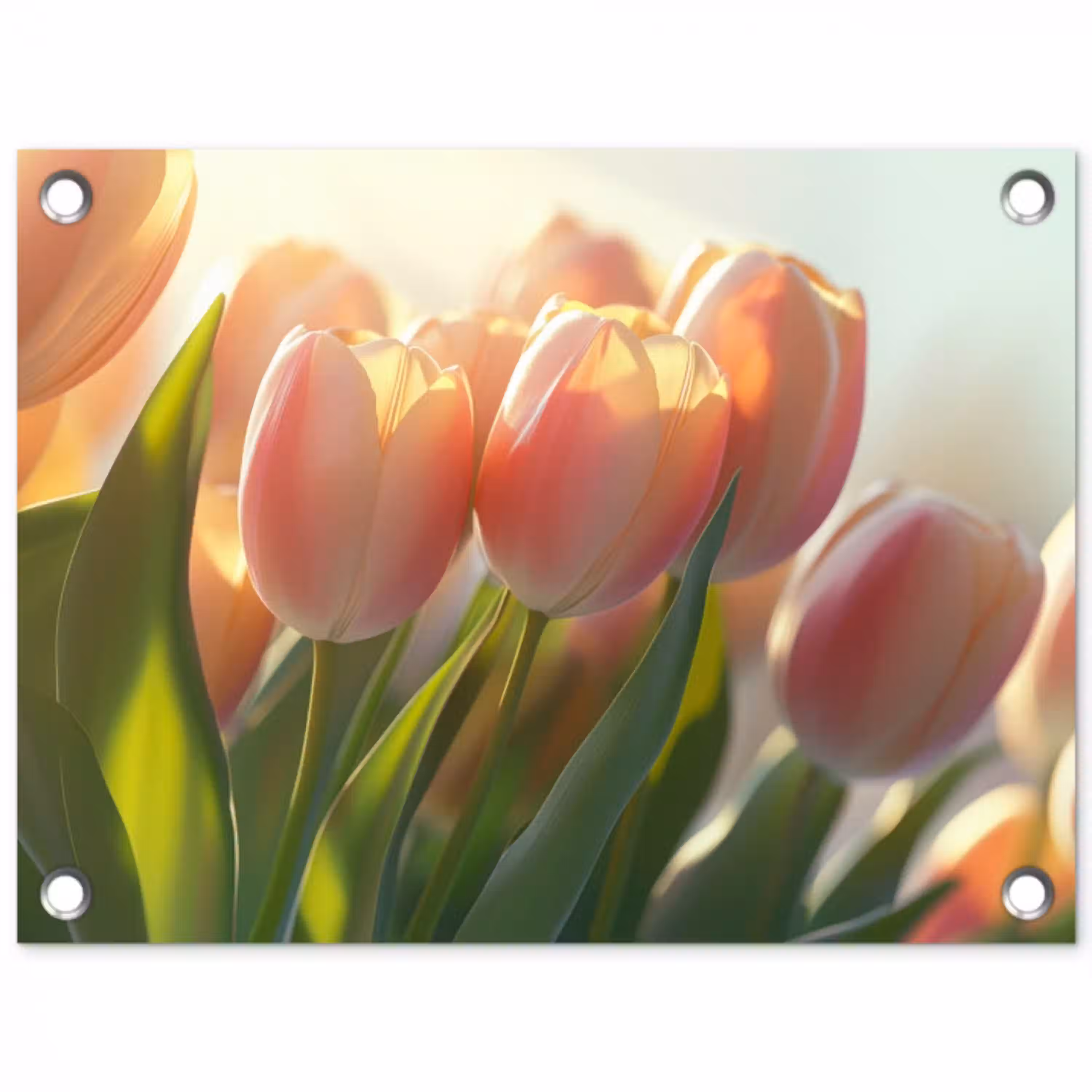 Tulpen - Roze - Zonnestralen tuinposter los doek klein -3d