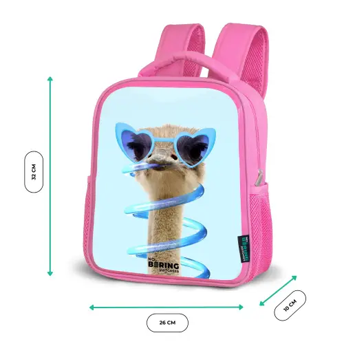 Sierk Struisvogel Blauw Kinderrugzak - Roze middel -productfoto_formaten