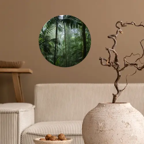 Regenwoud - Tropisch - Jungle - Bomen - Planten Wandcirkel behangsticker klein -sfeer1