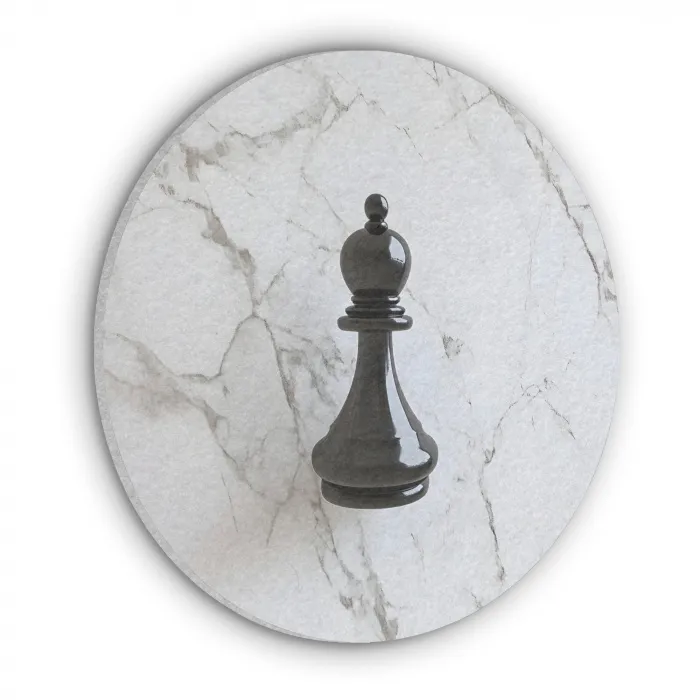 Schaakstuk - Loper - Zwart - Marmer Akoestische PET Vilt - Rond klein -3d
