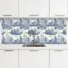 Huizen - Bomen - Water - Vogels - Blauw keuken achterwand 2 middel 871 -3d