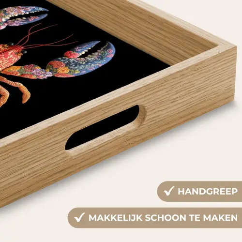 Kreeft - Borduur - Kleurrijk - Bloemen Dienblad Rechthoek middel -USP_HandgreepNL
