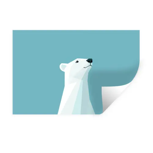 Ijsbeer - Lichtblauw - Minimalistisch Muursticker klein -3d
