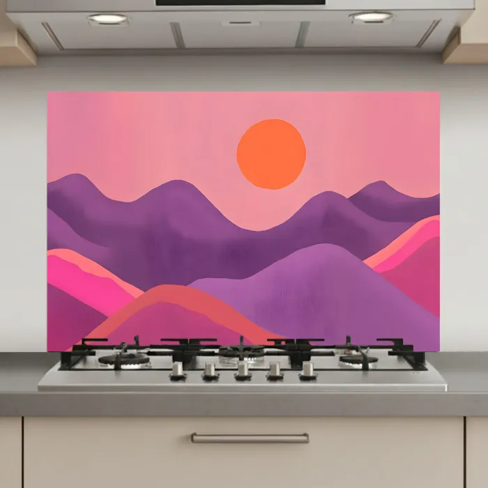 Zon - Heuvels - Paars - Abstract keuken achterwand spatscherm klein -3d_website