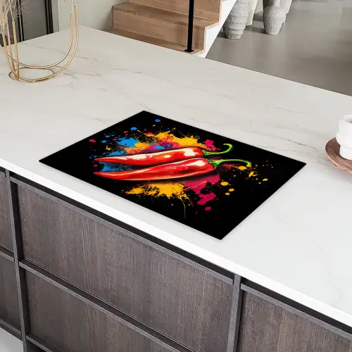 Peper - Graffiti - Verf - Abstract - Modern - Kleurrijk Inductie beschermer vinyl 3mm klein -sfeer8