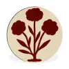 Bloemen - Bladeren - Rood - Minimalistisch Wandcirkel aluminium klein -3d