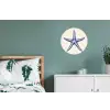 Blauwe zeester - Minimalistisch - Beige Wandcirkel aluminium klein -slaapkamer