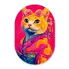 Kat - Kimono - Bloemen - Roze Wandcirkel Ovaal Forex klein -3d