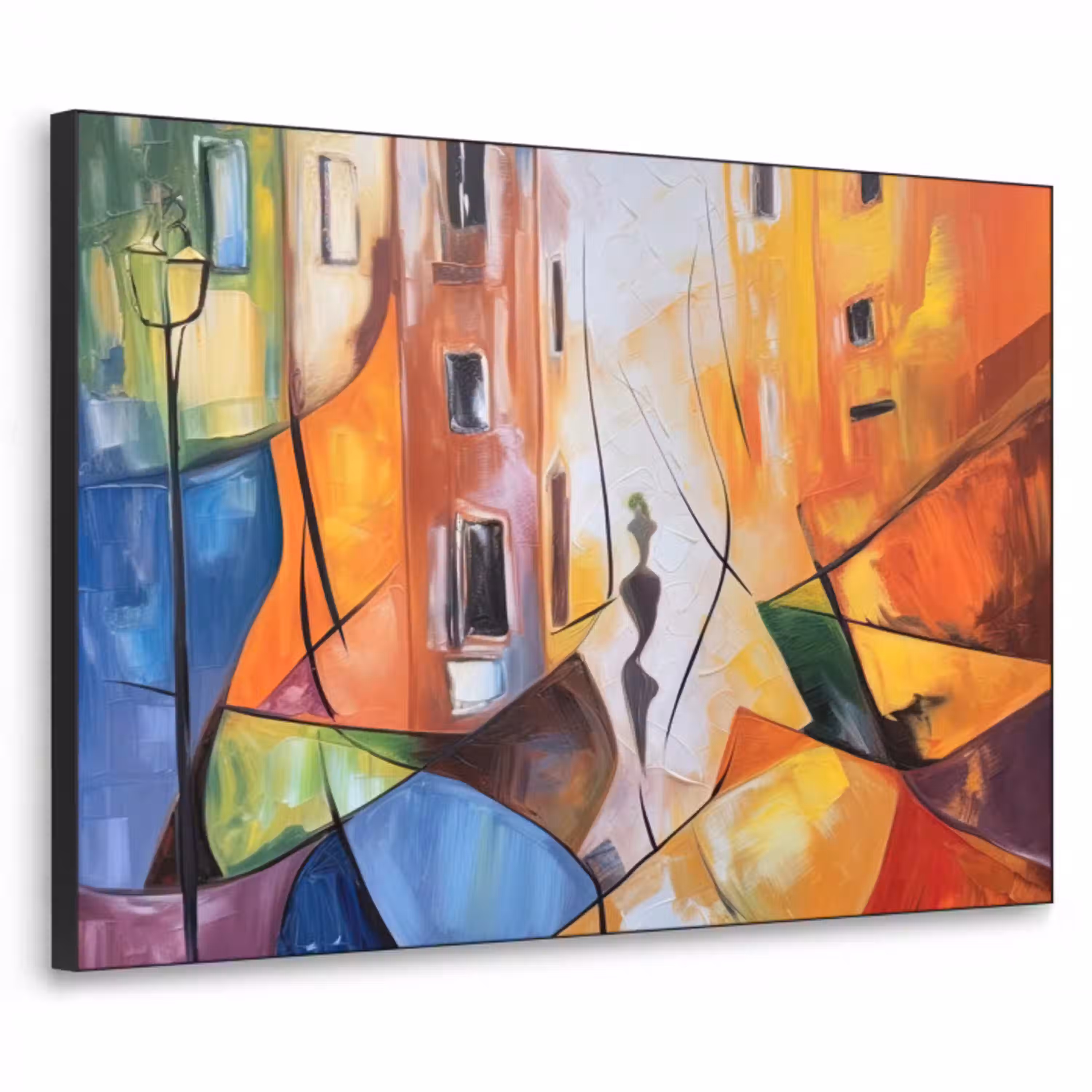 Abstract - Kunst - Schilderij - Kleuren Textielframe zwart klein -3d