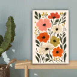 Veldbloemen - Stengels - Blaadjes - Groen canvas 2cm klein -sfeer4
