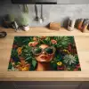Vrouw - Panterprint - Jungle - Natuur - Luxe Inductie beschermer vinyl 3mm klein -sfeer5