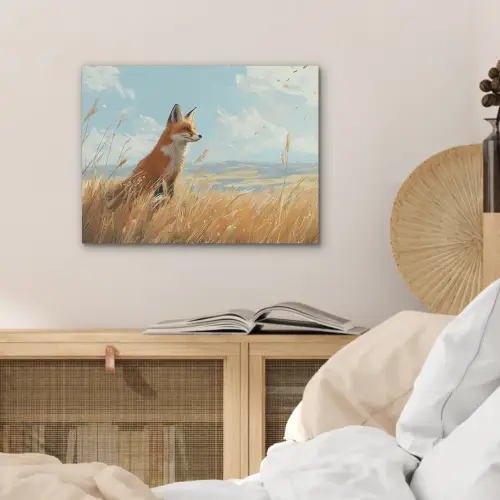 Vos - Gras - Wolken - Oranje PET vilt klein -sfeer3