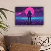 Astronaut - Maan - Roze - Sterrennevels canvas 2cm klein -sfeer1