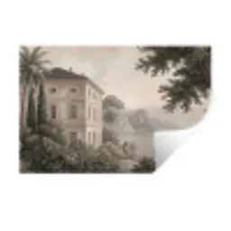 Zee - Villa - Beige Muursticker klein -3d