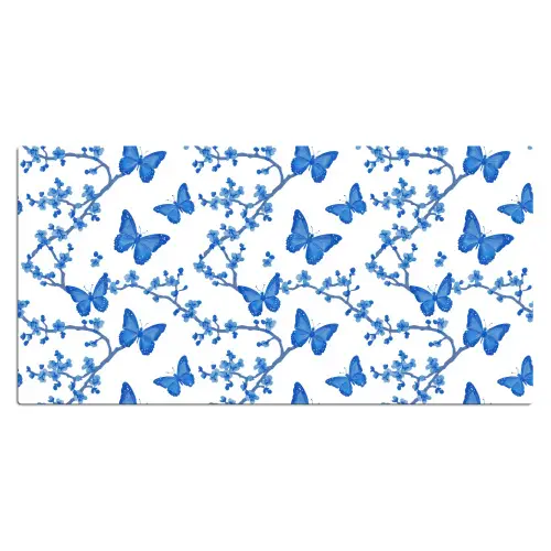 Vlinder - Bloemen - Blauw Muismat XXL klein 681 -3d_leeg