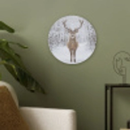 Hert - Winter - Bos - Natuur - Wit Akoestische PET Vilt - Rond klein -sfeer2