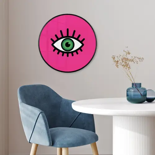 Minimalistisch - Oog - Roze Fotolijst rond zonder passe partout klein -sfeer2