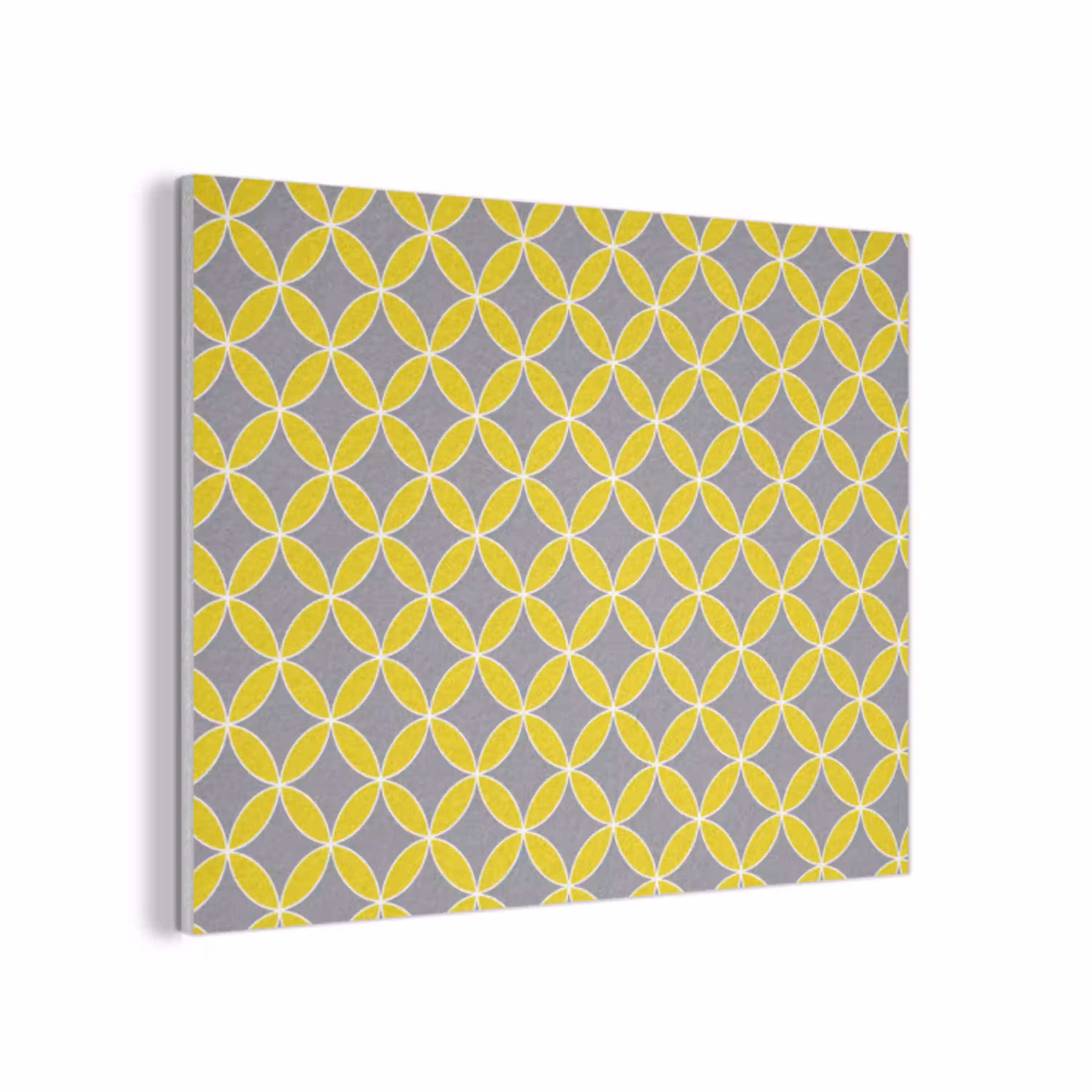 Geometrisch - Cirkels - Modern - Grijs - Geel PET vilt klein 837 -3d