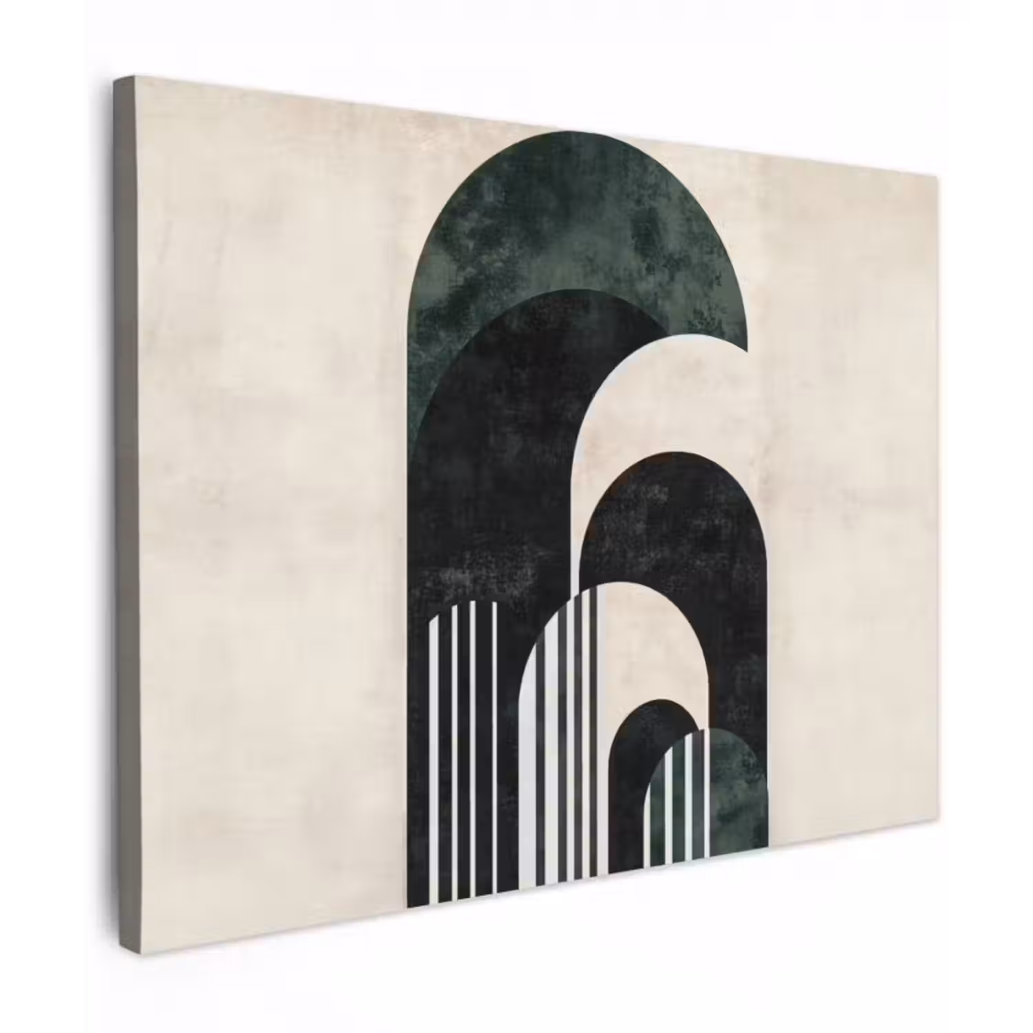Leinwandbild - Bögen - Dunkelgrün - Linien