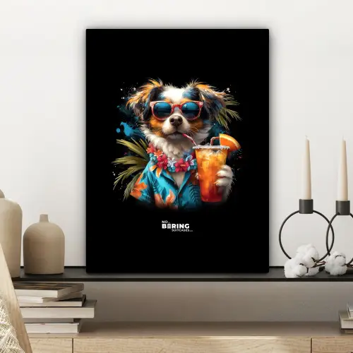Hond in tropische sferen canvas 2cm klein -sfeer6