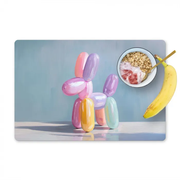 Dier - Ballon - Pasteltinten - Glanzend Placemat vinyl groot -zzzproduct_Kitchenyeah-website