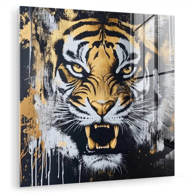 Tijger - Verfspatten - Goud plexiglas 5mm klein -zzzproduct_nieuw