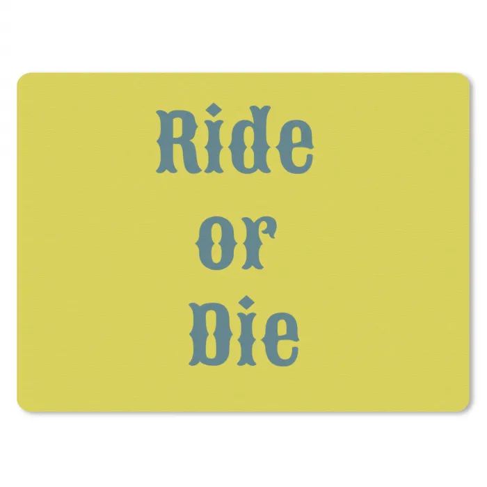 Ride or die - Geel - Blauw muismat rubber klein -3d