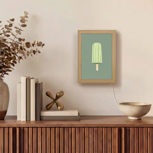 Groen - Waterijsje - Stokje - Illustratie Light Box met kabel (Tafellamp) klein -sfeer2