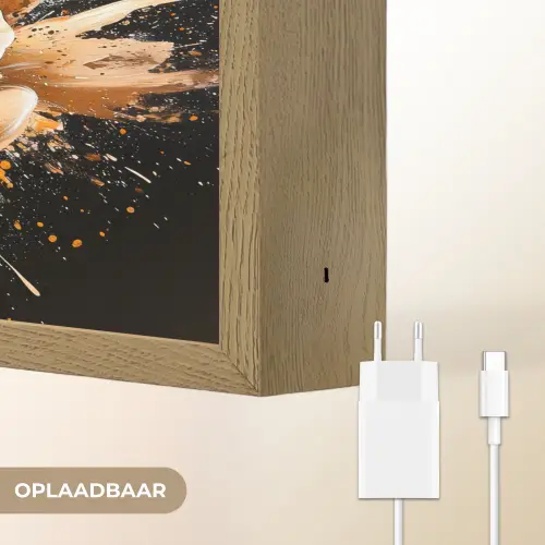 Bloemen - Goud - Graffiti - Zwart - Abstract Light Box met batterij (Wandlamp) middel -USP_websiteoplaadbaarNL