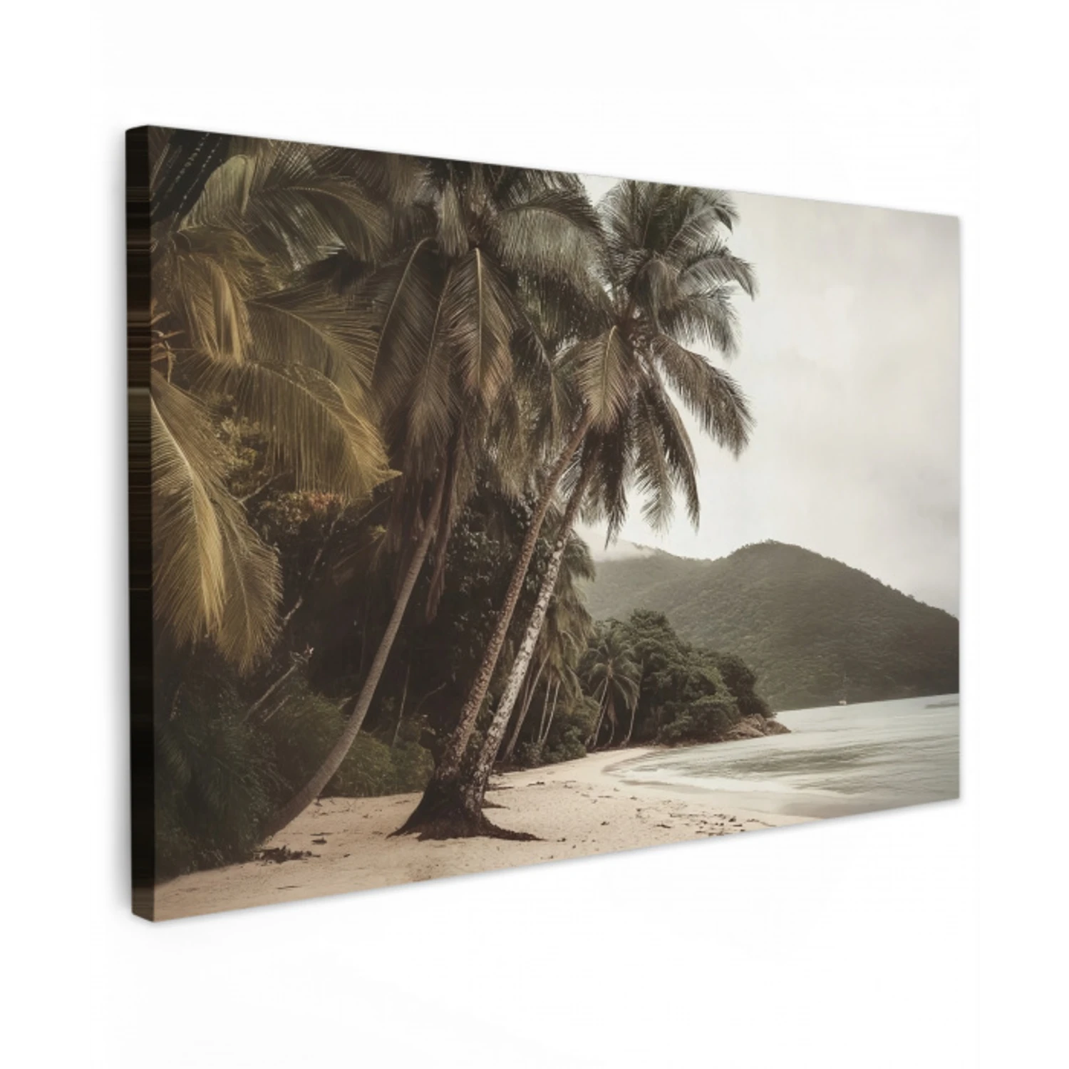 Eiland - Palmboom - Zee canvas 2cm klein -z3d
