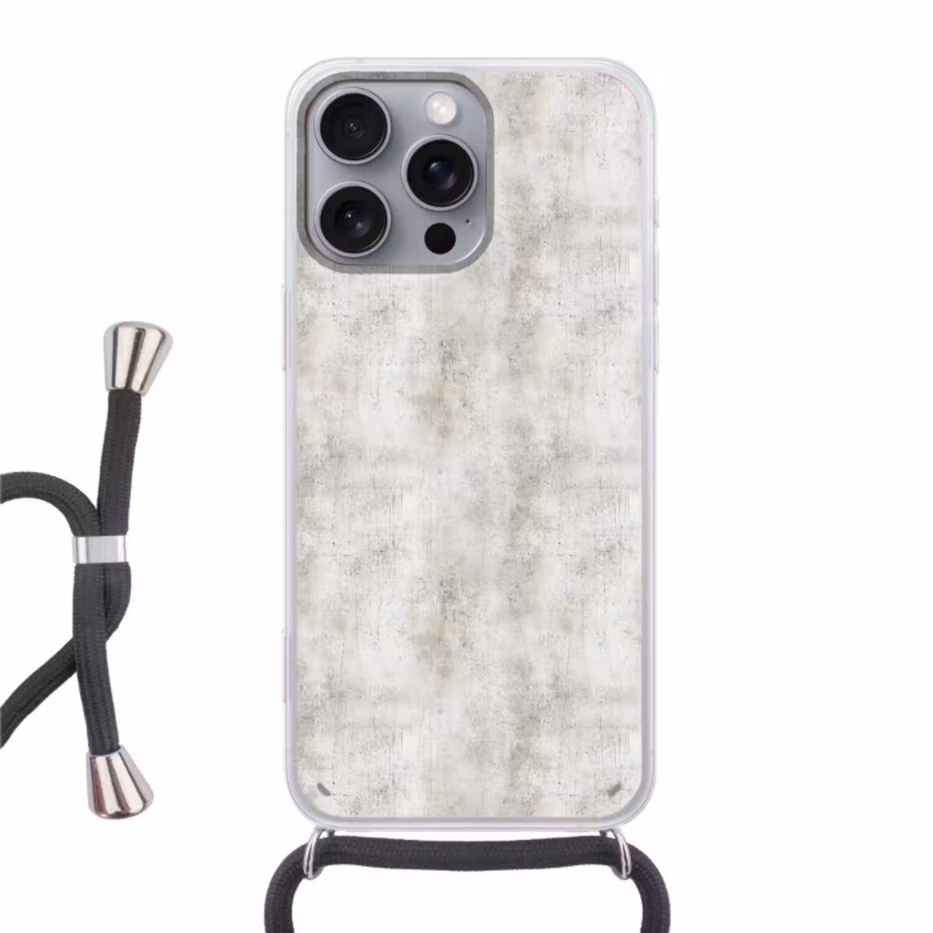 Grijs - Beton - Verweerd Hoesje iPhone 16 Pro Max met koord klein 804 -3d