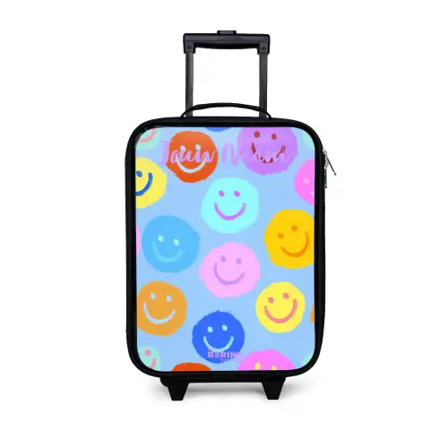 Vrolijk patroon van smileys Kinderkoffer - Zwart klein -3d